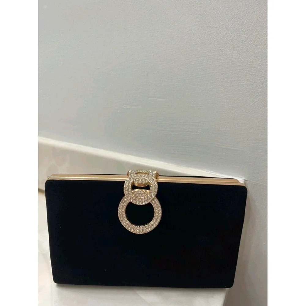 New black Velvet Box-Shaped Party Clutch, Formal Wedding Bag‎ Purse For Woman